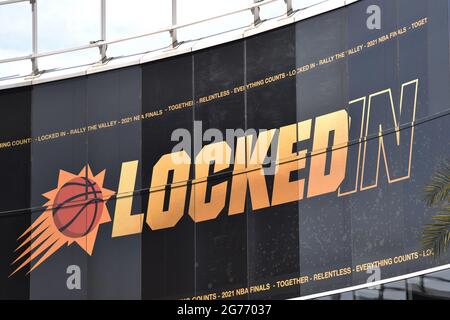 L'équipe de basket-ball Phoenix Suns est présente au Footprint Arena, dans le centre-ville de Phoenix, en Arizona, lors des finales de la NBA Banque D'Images