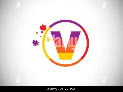 Lettre initiale V monogramme dans un cercle avec un coup de pinceau. Emblème de police. Design moderne du logo vectoriel pour la peinture des affaires et l'identité de l'entreprise. Illustration de Vecteur