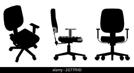 Ensemble avec silhouettes d'une chaise de bureau dans différentes positions isolées sur un fond blanc. Illustration vectorielle. Illustration de Vecteur