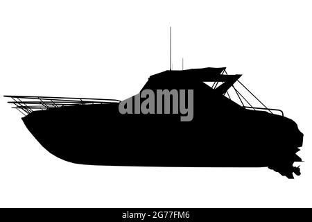 Silhouette d'un bateau de sport isolé sur fond blanc. Illustration vectorielle. Illustration de Vecteur