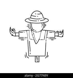 Icône en forme de paille agricole. Jeu d'icônes dessinées à la main, contour noir, icône en forme de doodle, icône en forme de vecteur. Illustration de Vecteur