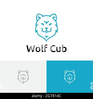 Petit logo Wolf Cub Head Line Illustration de Vecteur