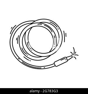 Icône de tuyau de jardinage. Jeu d'icônes dessinées à la main, contour noir, icône de caniche, dessin d'icône de vecteur. Illustration de Vecteur