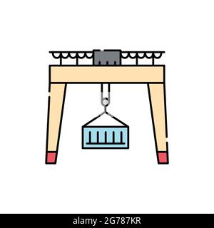 Grue pour l'icône de ligne de couleur d'entrepôt. Pictogramme pour page Web, application mobile, Promo. Élément de conception UI UX GUI. Contour modifiable. Illustration de Vecteur