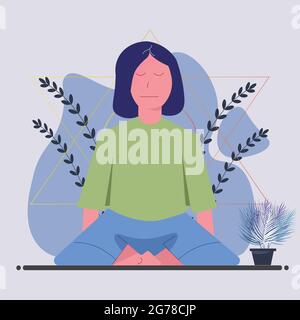 fille faisant le vecteur de yoga Illustration de Vecteur