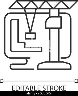 Icône linéaire de jeu de simulation de construction et de gestion Illustration de Vecteur