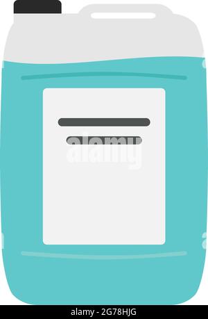 Bidon en plastique transparent avec liquide bleu Illustration de Vecteur
