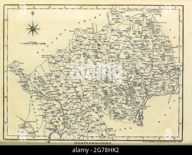 Hertfordshire (souvent abrégé Herts) est l'un des comtés d'origine dans le sud de l'Angleterre Copperplate gravure de l'Encyclopédie Londinensis or, Dictionnaire universel des arts, des sciences, et de la littérature; Volume IX; édité par Wilkes, Jean. Publié à Londres en 1811 Banque D'Images