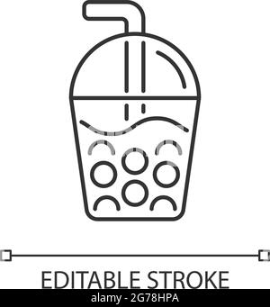 Icône linéaire de thé à bulles Illustration de Vecteur