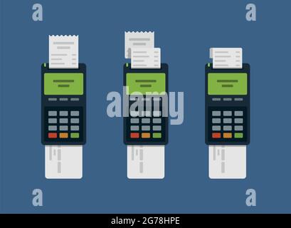 Paiement par carte de crédit à l'aide du terminal de point de vente avec reçu imprimé Illustration de Vecteur