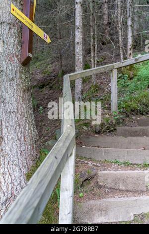 Europe, Autriche, Tyrol, Alpes de l'Ötztal, Ötztal, Astlehn, escaliers abrupts vers le Panorama-Duringweg Banque D'Images