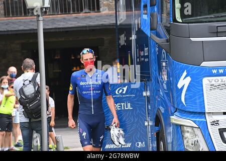 Andorre-la-Vielle, France. 12 juillet 2021. DECLERCQ Tim (bel) de DECEUNINCK - RAPIDE - ÉTAPE pendant le deuxième jour de repos en Andorre-la-Vielle du Tour de France, Monday12 juillet 2021. Crédit photo devrait lire: Pete Goding/GodingImages crédit: Peter Goding/Alay Live News Banque D'Images