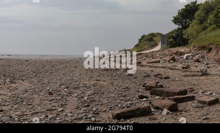 Vue sur une plage à un niveau bas Banque D'Images