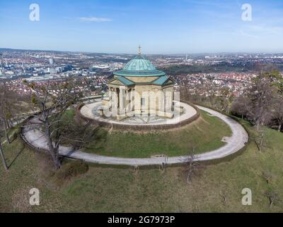Europe, Allemagne, Bade-Wurtemberg, Stuttgart, Rotenberg, Vue aérienne de la chapelle funéraire sur le Wuerttemberg Banque D'Images