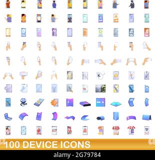 100 icônes de périphérique définies. Illustration de dessin animé de 100 icônes de périphérique vecteur isolé sur fond blanc Illustration de Vecteur