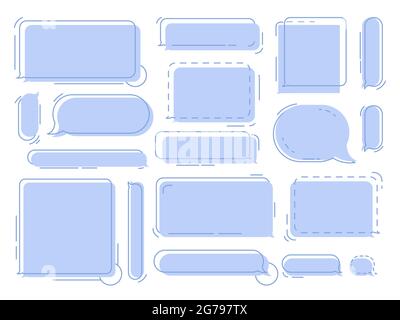 Bulles de conversation. Bulles géométriques de pensée, nuages pour les messages ou les discussions de dialogue scénario ensemble isolé Illustration de Vecteur