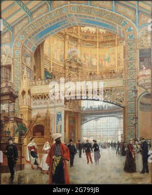 La Galerie des machines de l'exposition universelle de Paris 1889. Musée : Musée Carnavalet, Paris. Auteur: LOUIS BEROUD. Banque D'Images