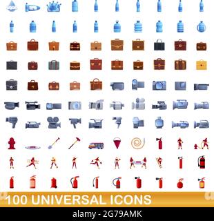 100 icônes universelles set. Cartoon illustration de 100 icônes universelles vector set isolé sur fond blanc Illustration de Vecteur