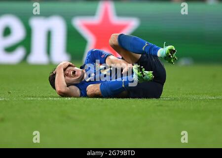 Londres, Royaume-Uni. 11 juillet 2021. Federico CHIESA (ITA), blessé, blessé. Final, match M51, Italie (ITA) - Angleterre (ENG) le 07/11/2021 à Londres/Wembley Stadium. Football Euro 2020 de 11.06.2021 à 11.07.2021. Photo; Marvin Guengoer/GES/Pool via Sven Simon Fotoagentur GmbH & Co. Photo de presse KG # Prinzess-Luise-Str. 41 # 45479 M uelheim/R uhr # Tél 0208/9413250 # Fax. 0208/9413260 # GLS Banque # BLZ 430 609 67 # compte 4030 025 100 # IBAN DE75 4306 0967 4030 0251 00 # BIC GENODEM1GLS # www.svensimon.net. Credit: dpa Picture Alliance/Alay Live News Banque D'Images