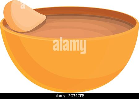 Symbole de bol à soupe vectorisation de dessin animé. Plaque à aliments chauds. Soupe au plat Illustration de Vecteur