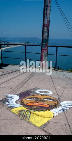 Vue aérienne d'Ipanema et de Leblon Beach depuis Vidigal Favela, Rio de Janeiro, Brésil Banque D'Images