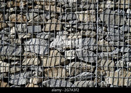 Allemagne, Bavière, mur de gabion avec pierres de carrière, détail Banque D'Images