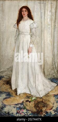 Whistler. Peinture intitulée « Symphonie en blanc, no 1 : la fille blanche » de James Abbott McNeill Whistler (1834-1903), huile sur toile, 1862 Banque D'Images