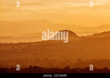Paysage de coucher de soleil à Pretoriuskop depuis le parc national Kruger, Afrique du Sud Banque D'Images