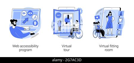 Illustrations vectorielles abstraites de concept d'inclusion en ligne. Illustration de Vecteur