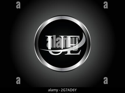 Lettre d'argent UE métal combinaison alphabet logo conception d'icône avec la couleur grise sur le noir et blanc dégradé design pour une entreprise ou une entreprise Illustration de Vecteur