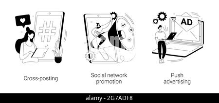 Illustrations vectorielles abstraites de promotion des médias. Illustration de Vecteur