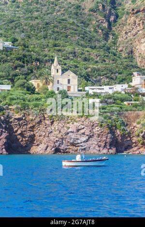 Église Saint-Pierre, Panarea, Iles Eoliennes, Sicile, Italie Banque D'Images