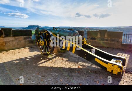 Kartaune sur le mont, forteresse de Koenigstein, Saxe, Allemagne, Europe Banque D'Images