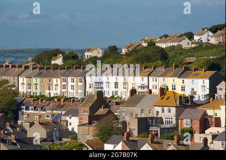 Maisons résidentielles, Fortuneswell, Underhill, Isle of Portland. Dorset, Angleterre, Royaume-Uni Banque D'Images