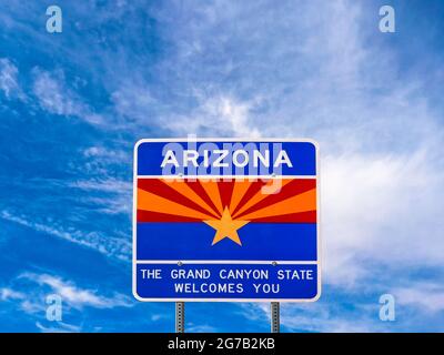 Panneau d'état de l'Arizona, États-Unis, Banque D'Images
