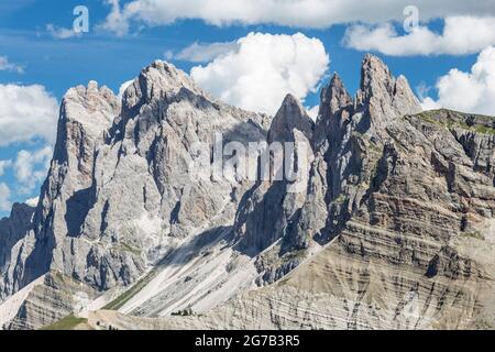 Geisler Peaks, Val Gardena, Italie Banque D'Images