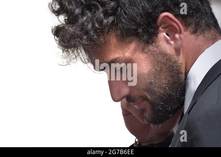 Rome, Italie. 12 juillet 2021. Le joueur de tennis italien et le finaliste de Wimbledon en 2021, Matteo Berrettini, arrivent pour assister à une cérémonie avec les joueurs de l'équipe nationale de football italien, au palais présidentiel de Quirinale à Rome le 12 juillet 2021 crédit: dpa/Alay Live News Banque D'Images