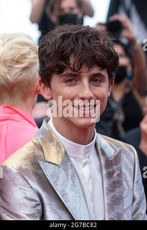 Timothée Chalamet participe à la première de 'The Fench Dispatch' lors du 74e Festival annuel du film de Cannes, le 12 juillet 2021. Banque D'Images