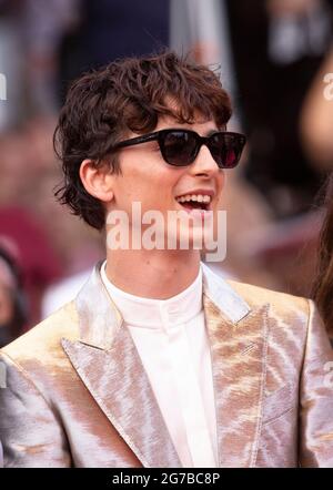 Timothée Chalamet participe à la première de 'The Fench Dispatch' lors du 74e Festival annuel du film de Cannes, le 12 juillet 2021. Banque D'Images