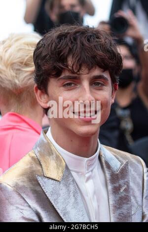 Timothée Chalamet participe à la première de 'The Fench Dispatch' lors du 74e Festival annuel du film de Cannes, le 12 juillet 2021. Banque D'Images