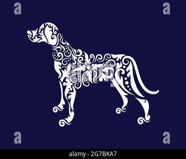 Décoration chien stylisée le logo peut être utilisé comme signe, icône ou symbole, vecteur en couches complètes et facile à éditer et à personnaliser taille et couleur, compatible avec Illustration de Vecteur