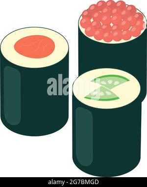 Rouleaux de poisson réalistes, plat national japonais - illustration vectorielle Illustration de Vecteur