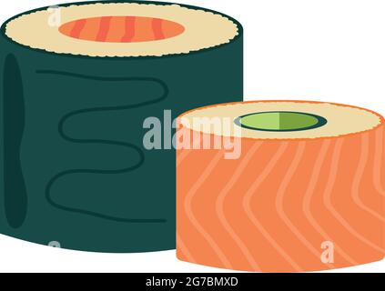 Rouleaux de poisson réalistes, plat national japonais - illustration vectorielle Illustration de Vecteur