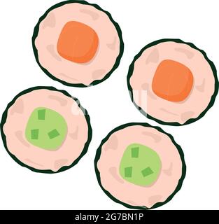 Rouleaux de poisson réalistes, plat national japonais - illustration vectorielle Illustration de Vecteur