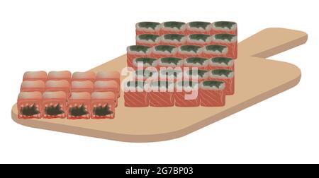 Rouleaux de poisson réalistes, plat national japonais - illustration vectorielle Illustration de Vecteur