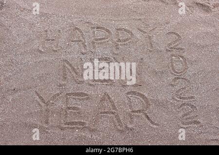 inscription sur le sable bonne année 2022. Banque D'Images