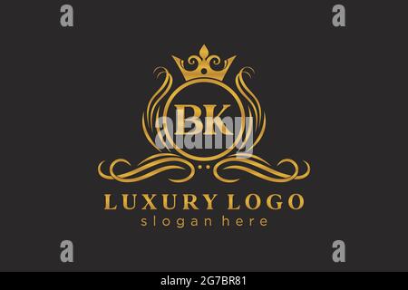 Modèle de logo BK Letter Royal Luxury dans les illustrations vectorielles pour les restaurants, les Royalty, les boutiques, les cafés, les hôtels, Heraldic, bijoux, mode et autres illustrations vectorielles Illustration de Vecteur