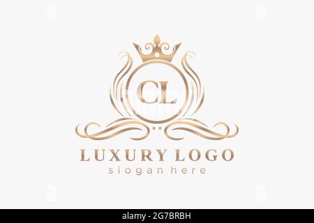 Modèle lettre CL du logo Royal Luxury dans les illustrations vectorielles pour les restaurants, les royalties, les boutiques, les cafés, les hôtels, Heraldic, bijoux, mode et autres illustrations vectorielles Illustration de Vecteur