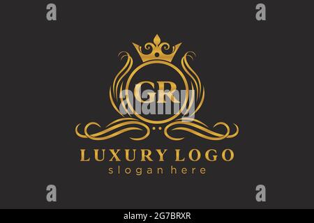 Modèle de logo GR Letter Royal Luxury dans les illustrations vectorielles pour les restaurants, les royalties, les boutiques, les cafés, les hôtels, Heraldic, bijoux, mode et autres illustrations vectorielles Illustration de Vecteur