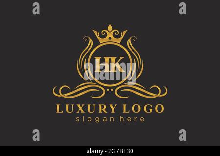 Modèle de logo HK Letter Royal Luxury dans un dessin vectoriel pour restaurant, Royalty, Boutique, café, Hôtel, Heraldic, bijoux, mode et autres illustrations vectorielles Illustration de Vecteur